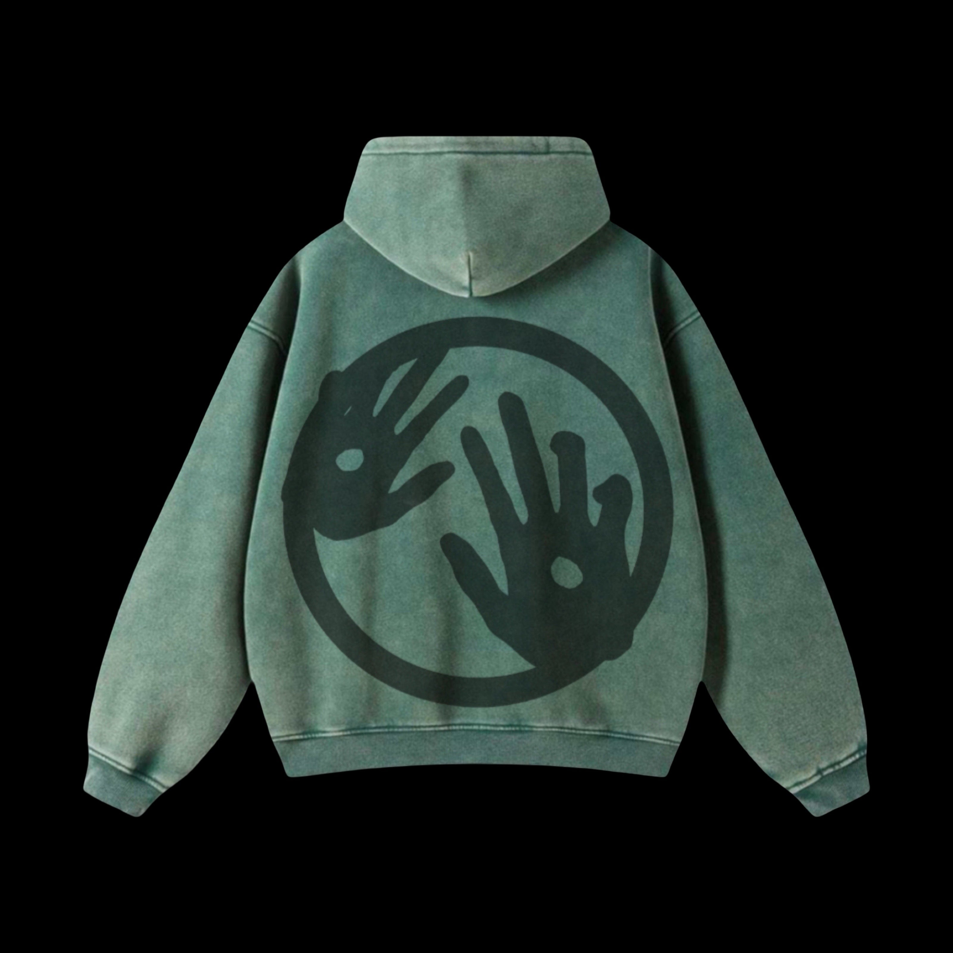 Washed Double-Zip up hoodie (Green)